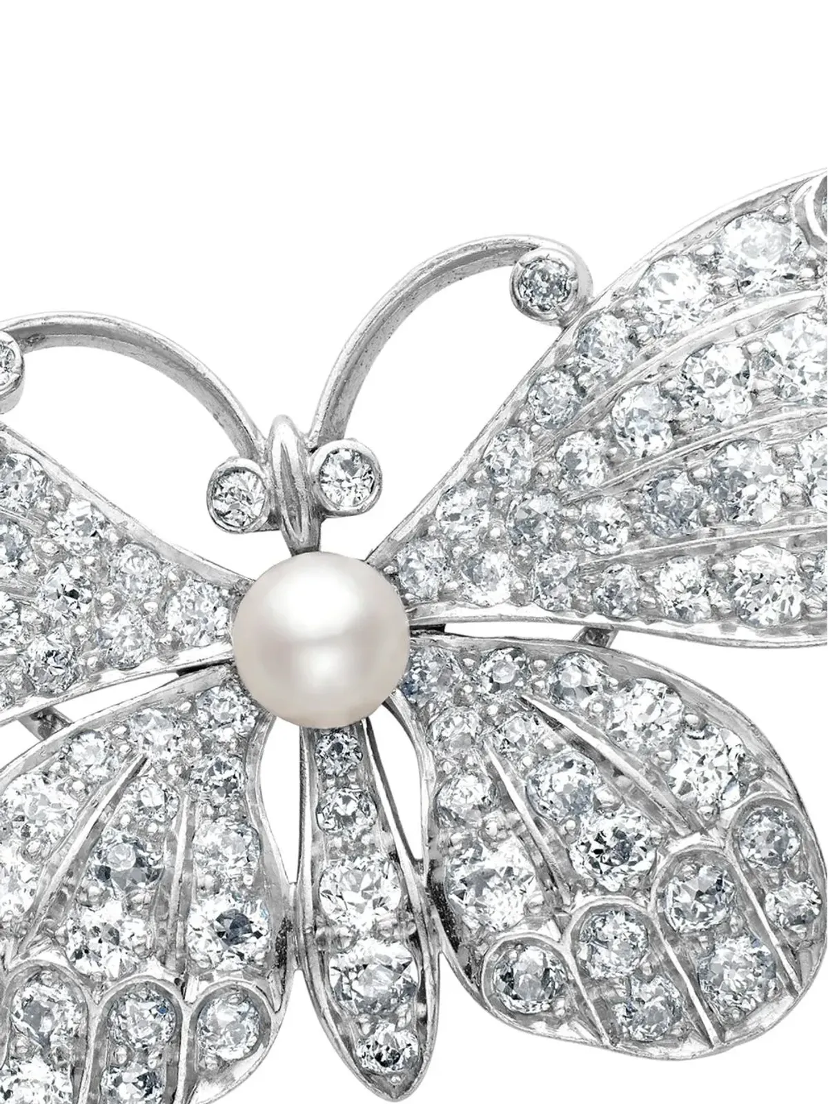 Pragnell Vintage Edwardian platinum diamond and pearl brooch - Silver - 画像2