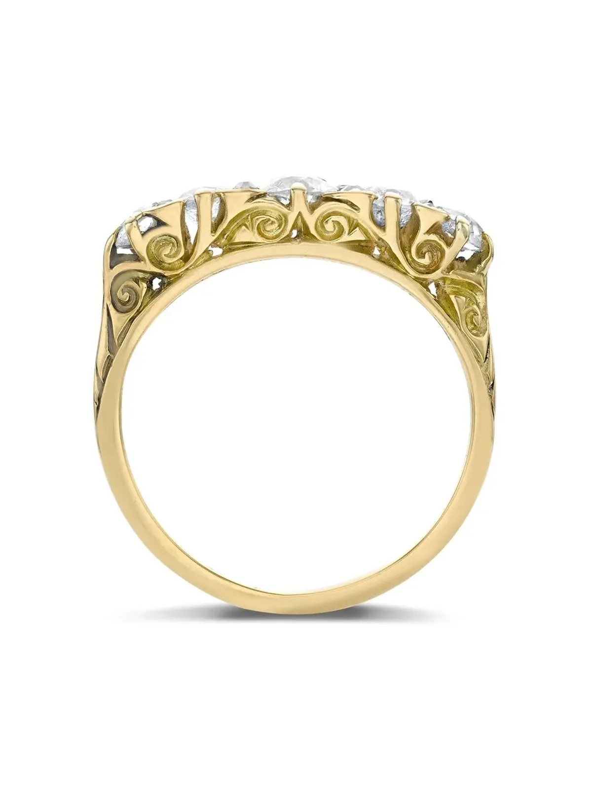 Pragnell Vintage 18kt イエローゴールド ヴィクトリア朝風 ダイヤモンド5石リング - 画像2