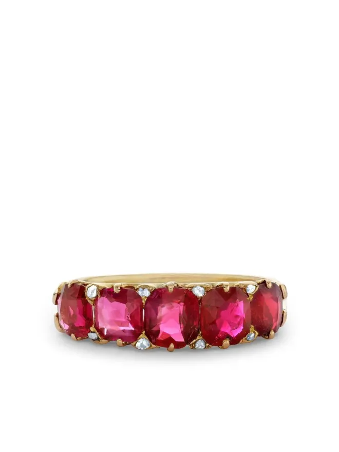 Pragnell Vintage Pragnell Vintage 18kt yellow gold Victorian Five Stone Burmese ruby ringの商品画像