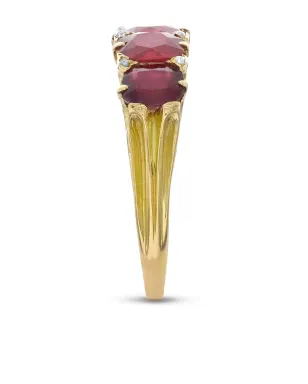 Pragnell Vintage 18kt yellow gold Victorian Five Stone Burmese ruby ring - サムネイル3