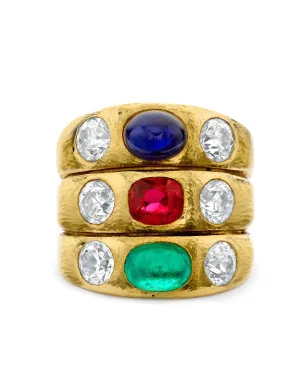 Pragnell Vintage 1970年 18K イエローゴールド ジェムストーン ドレスリング - サムネイル1