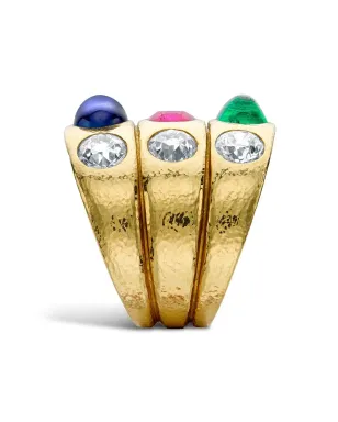 Pragnell Vintage 1970年 18K イエローゴールド ジェムストーン ドレスリング - サムネイル2