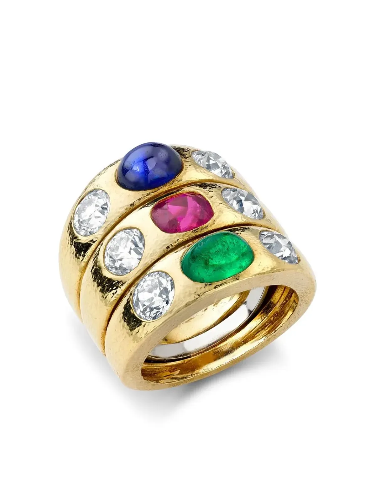 Pragnell Vintage 1970年 18K イエローゴールド ジェムストーン ドレスリング - 画像3