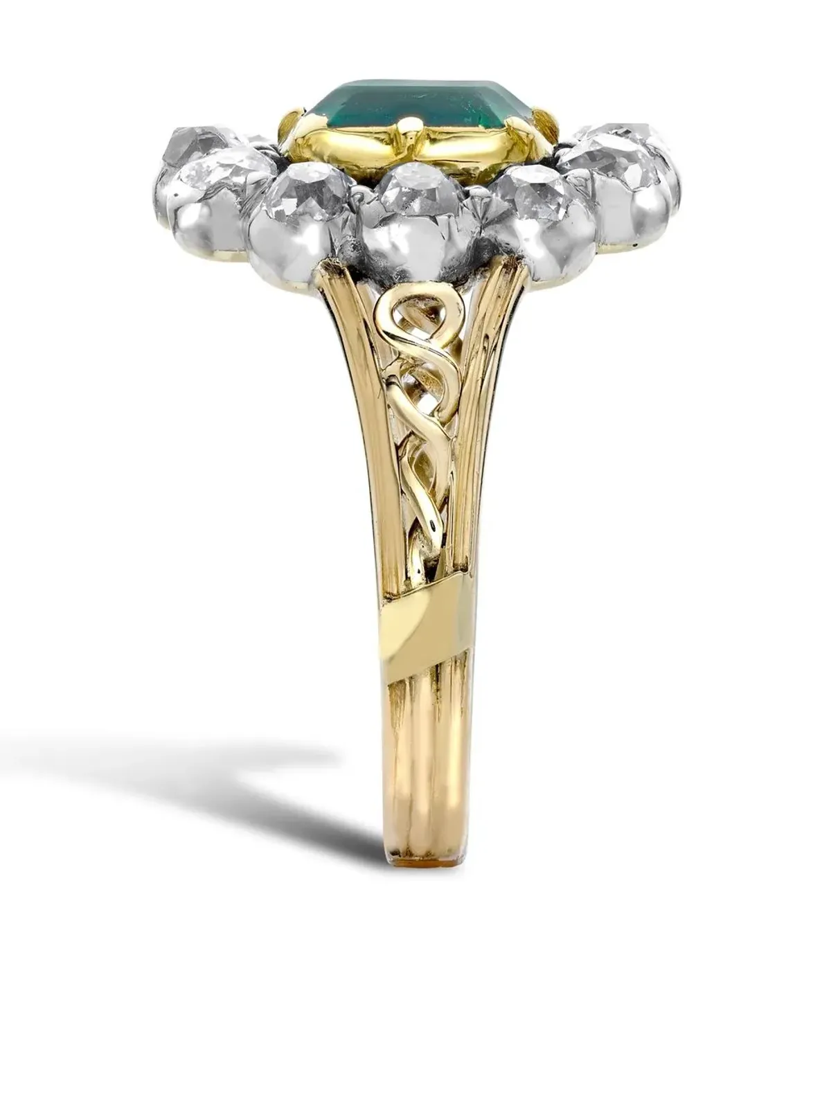 Pragnell Vintage Victorian ビンテージ 18kt yellow gold diamond and emerald ring - 画像2