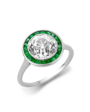 Pragnell Vintage プラチナ ターゲット クラスター エメラルドとダイヤモンド リング - サムネイル4