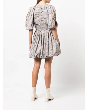 Ulla Johnson マーブル柄パフスリーブ・リュシュドレス - グレー - サムネイル4