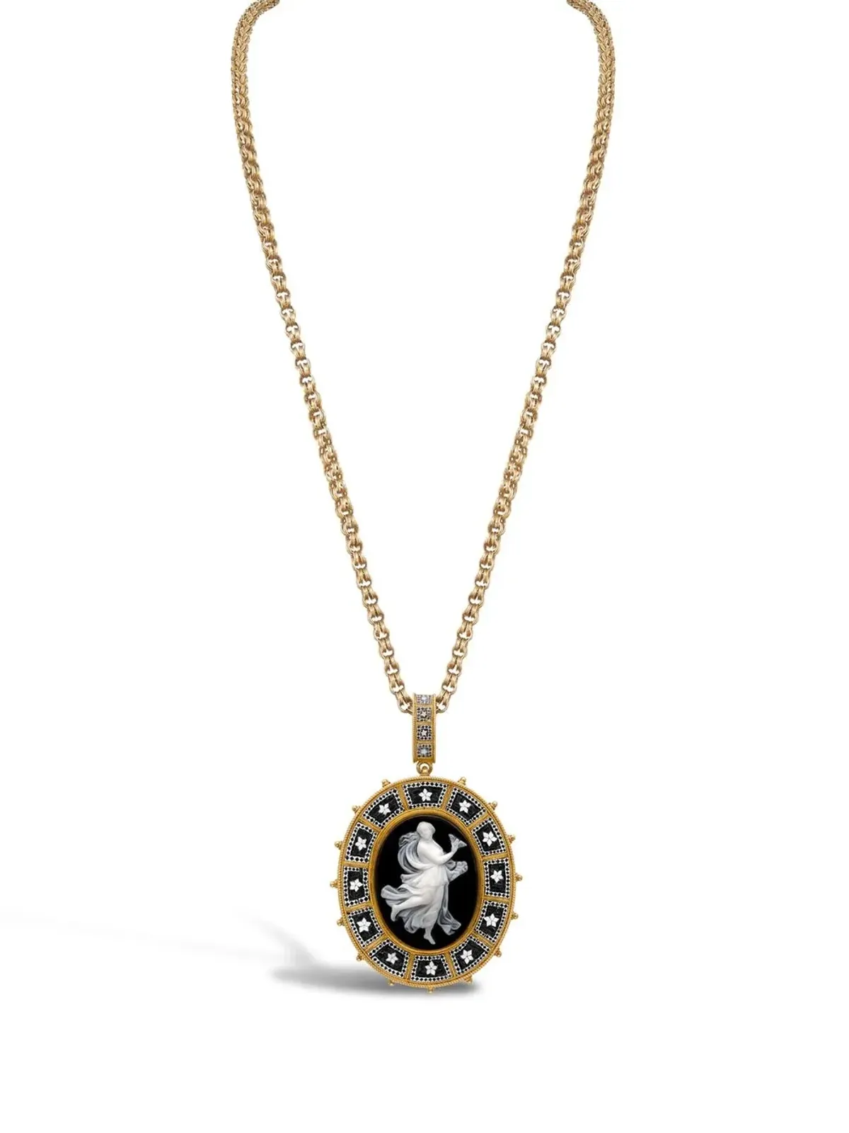 Pragnell Vintage 18K イエローゴールド ヴィクトリアン ブラックオニキス カメオ ペンダント - 画像2