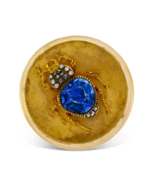 Pragnell Vintage 18K イエローゴールド アンティーク ビクトリアン サファイア カブトムシ ブローチ - サムネイル1