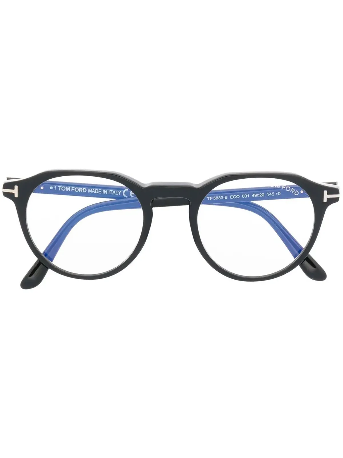 TOM FORD Eyewear FT5833B ラウンドフレーム眼鏡 ブラック - 画像1