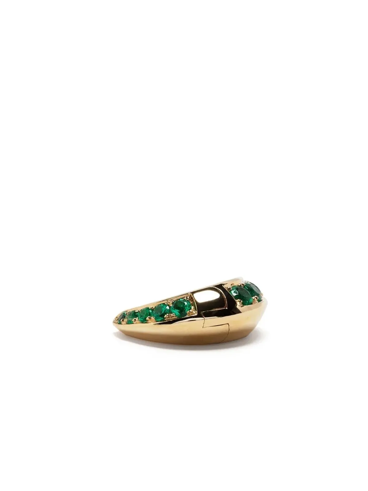 Lizzie Mandler Fine Jewelry 18kt Yellow Gold 小さなクレセントエメラルド フープピアス - 画像3