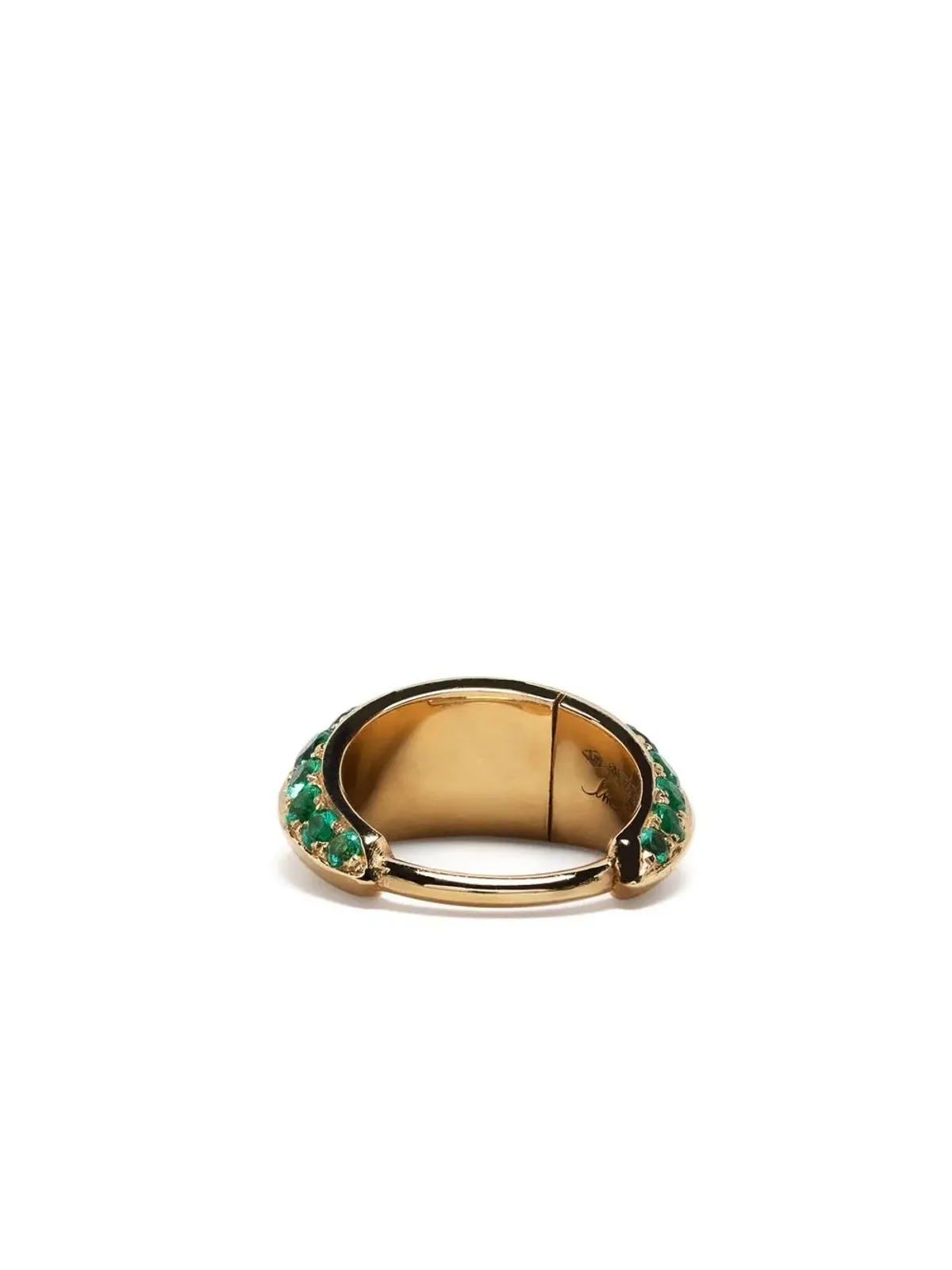 Lizzie Mandler Fine Jewelry 18kt Yellow Gold 小さなクレセントエメラルド フープピアス - 画像4