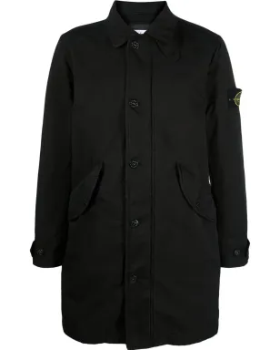 Stone Island ロゴパッチ付きシングルブレストコート - ブラック - サムネイル1