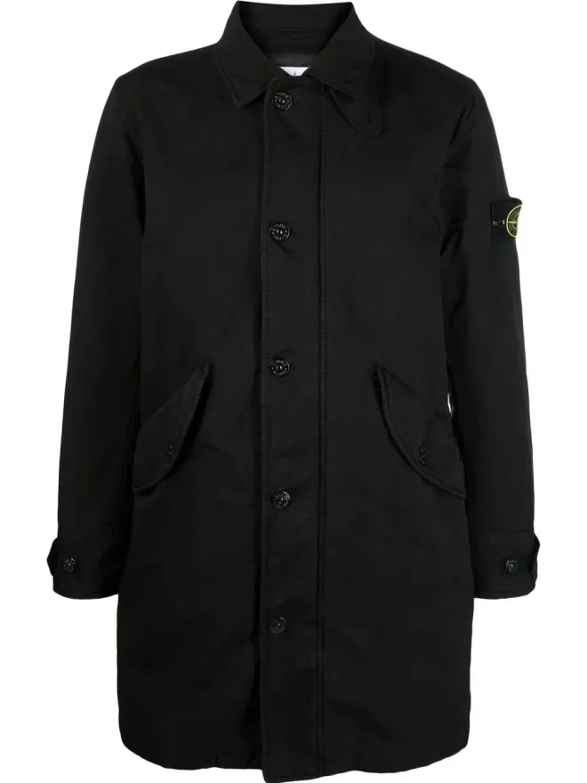Stone Island Stone Island ロゴパッチ付きシングルブレストコート - ブラックの商品画像