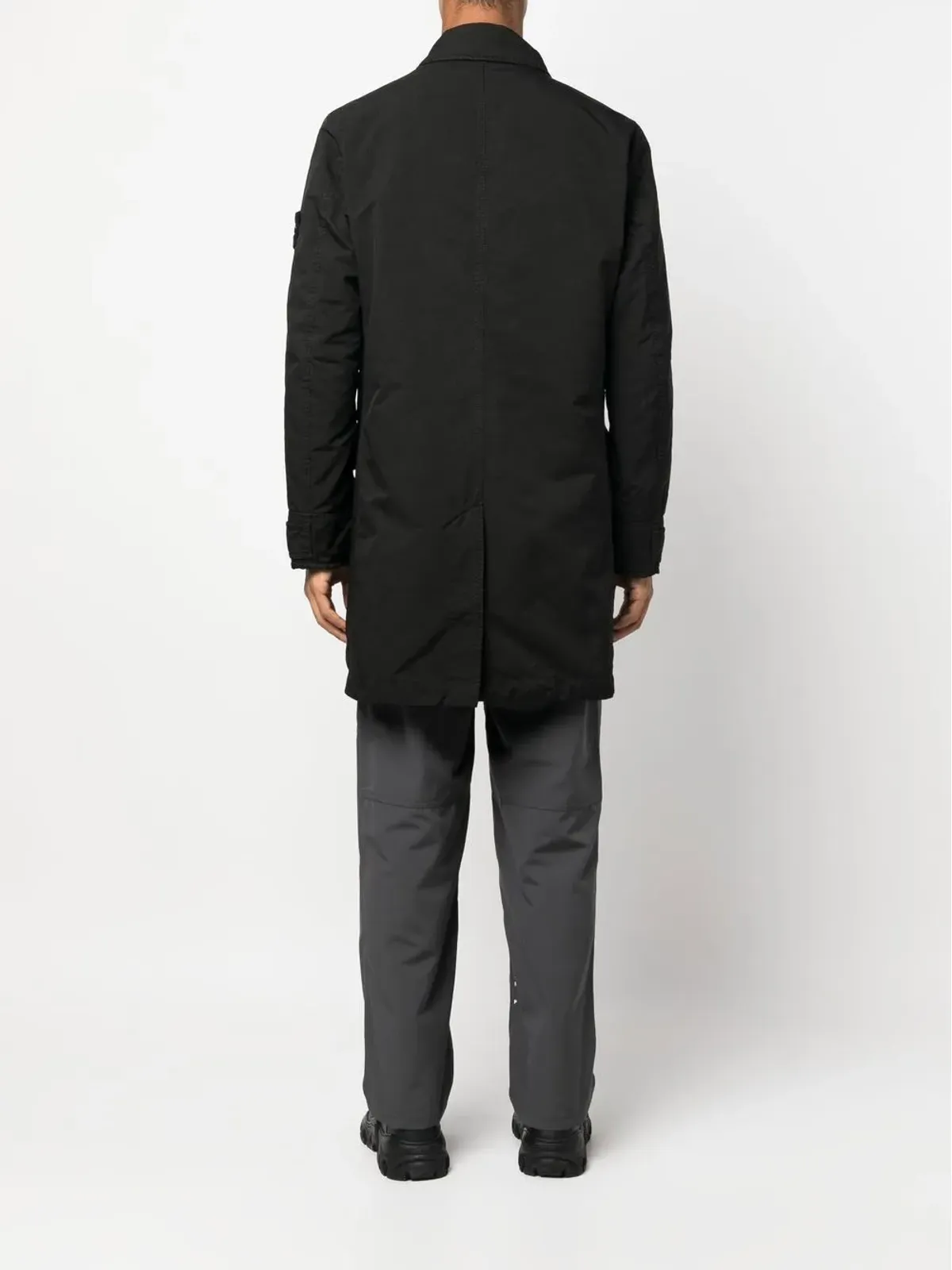 Stone Island ロゴパッチ付きシングルブレストコート - ブラック - 画像4