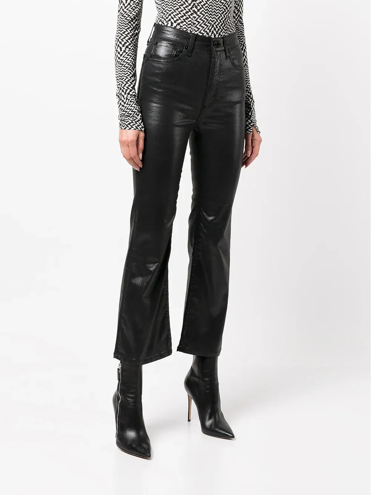 rag & bone コーティッド・フレア・クロップドジーンズ - 画像3