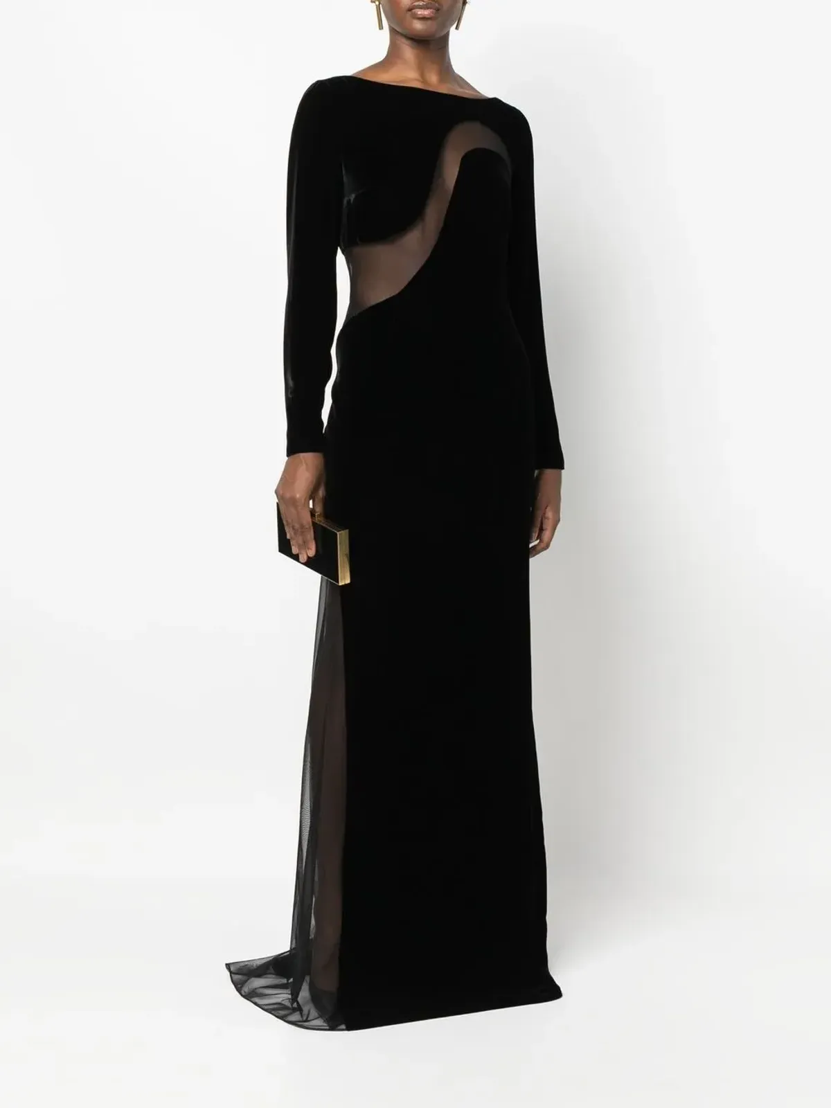TOM FORD メッシュパネルベルベットガウン - 画像2