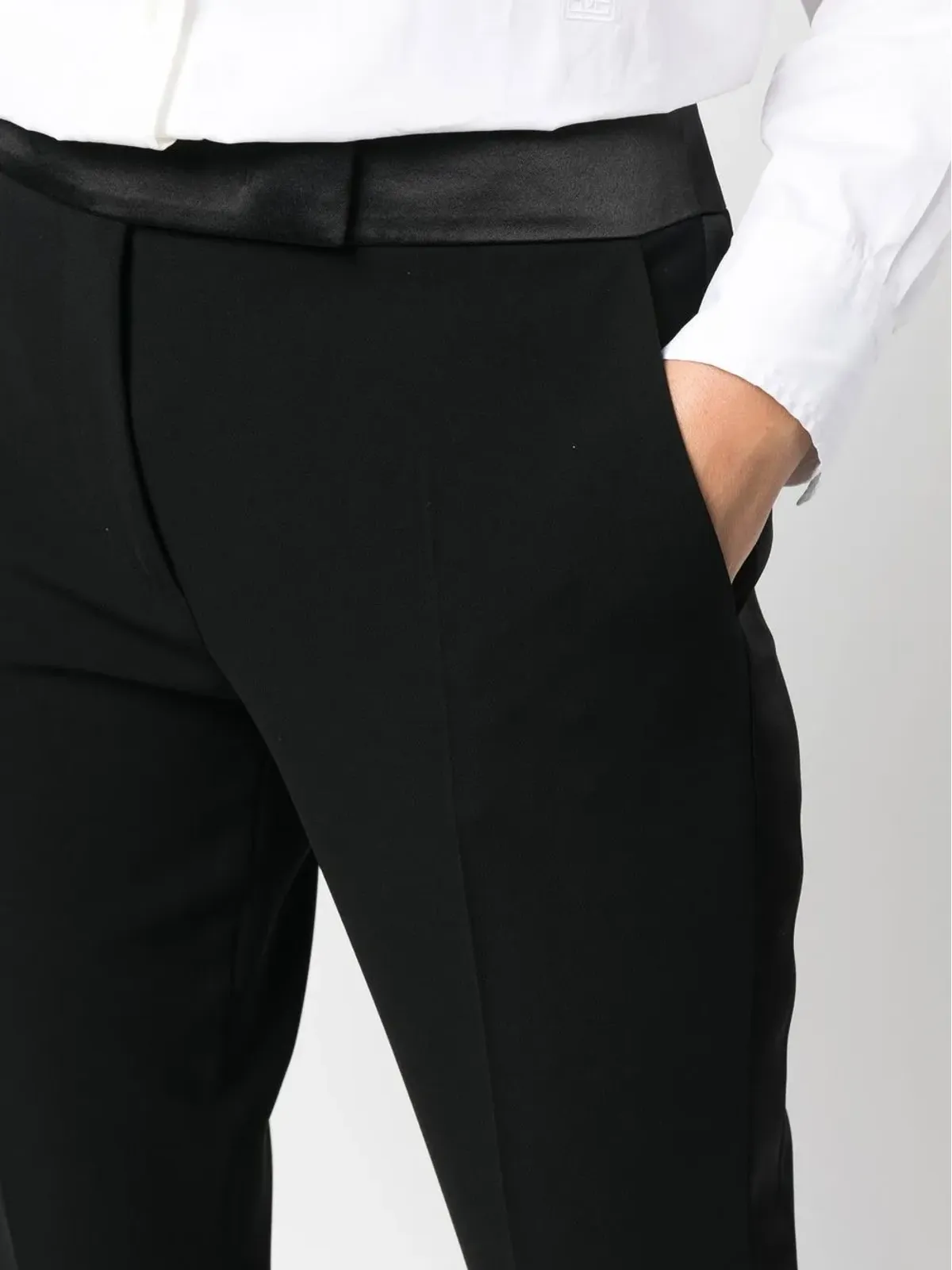 Max Mara サテントリム スリムカットパンツ - ブラック - 画像5