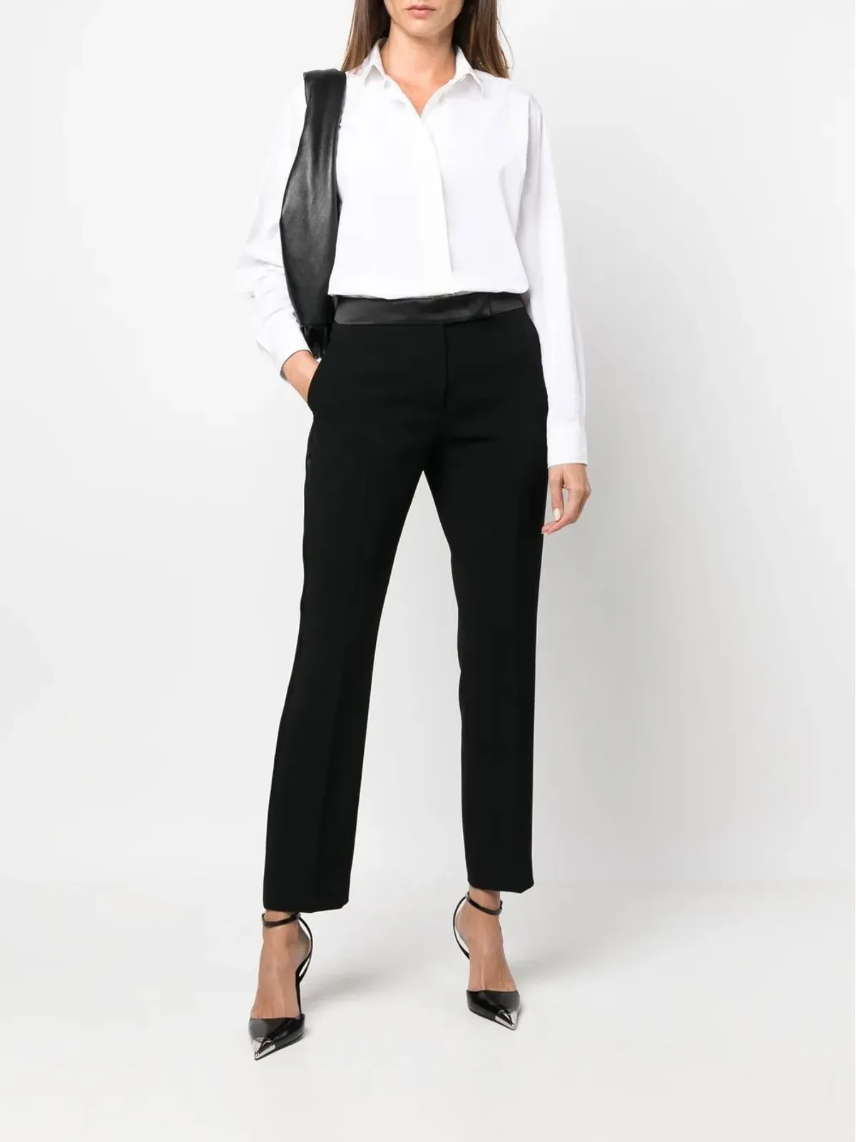 Max Mara サテントリム スリムカットパンツ - ブラック - 画像2