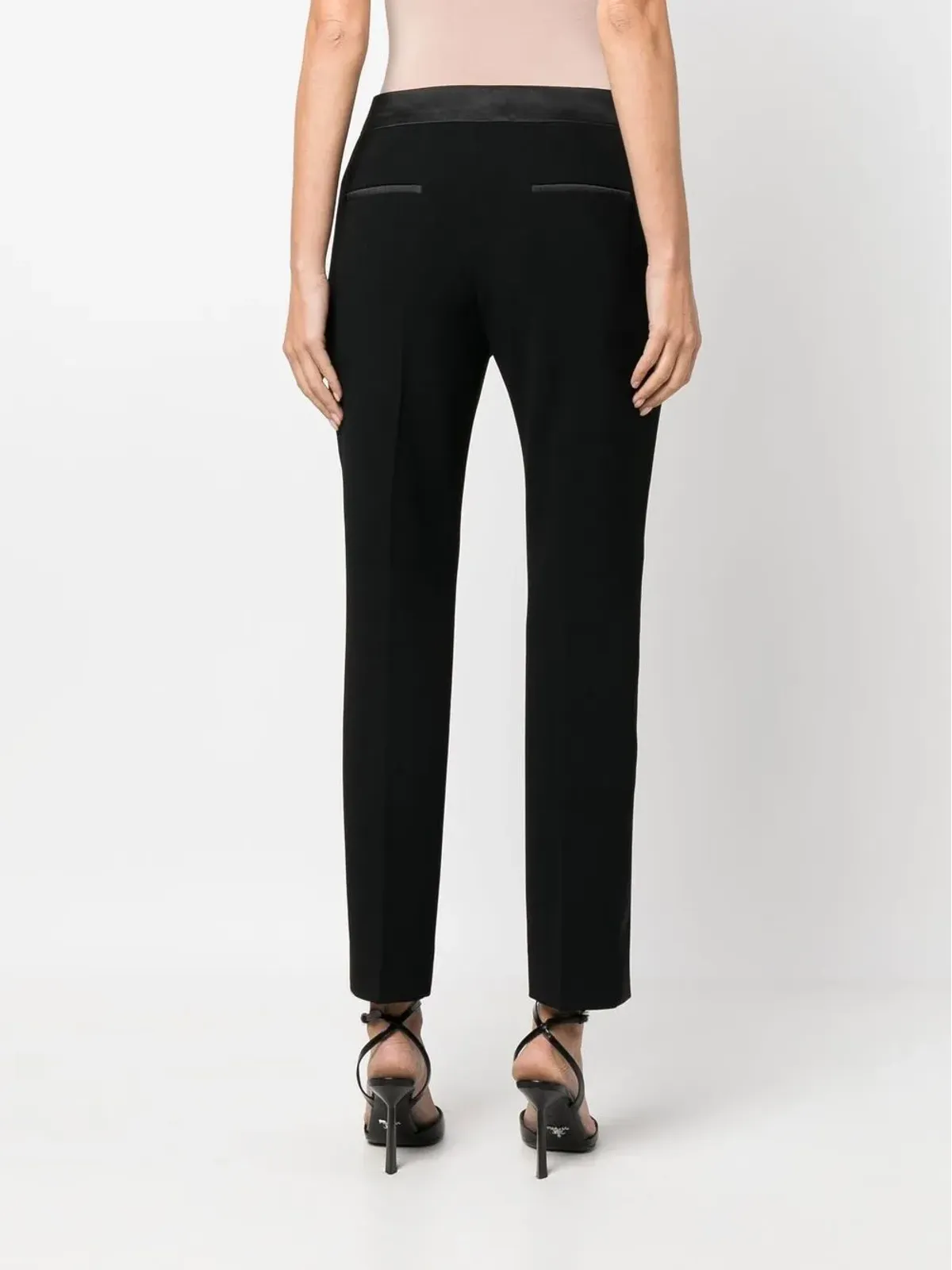 Max Mara サテントリム スリムカットパンツ - ブラック - 画像4