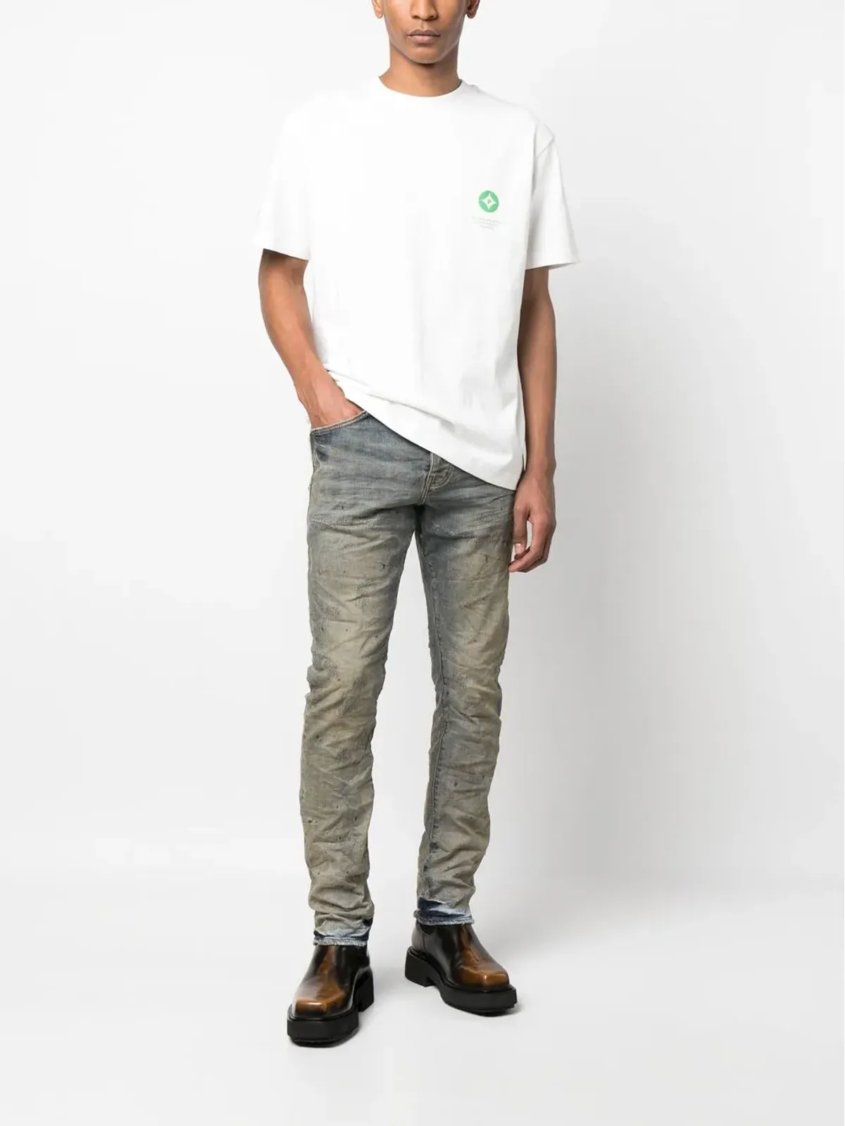 Purple Brand ダメージ加工スリムフィットジーンズ - 画像2