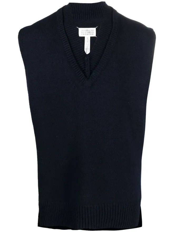 Maison Margiela Maison Margiela Vネック レイヤードベスト（ブルー）の商品画像