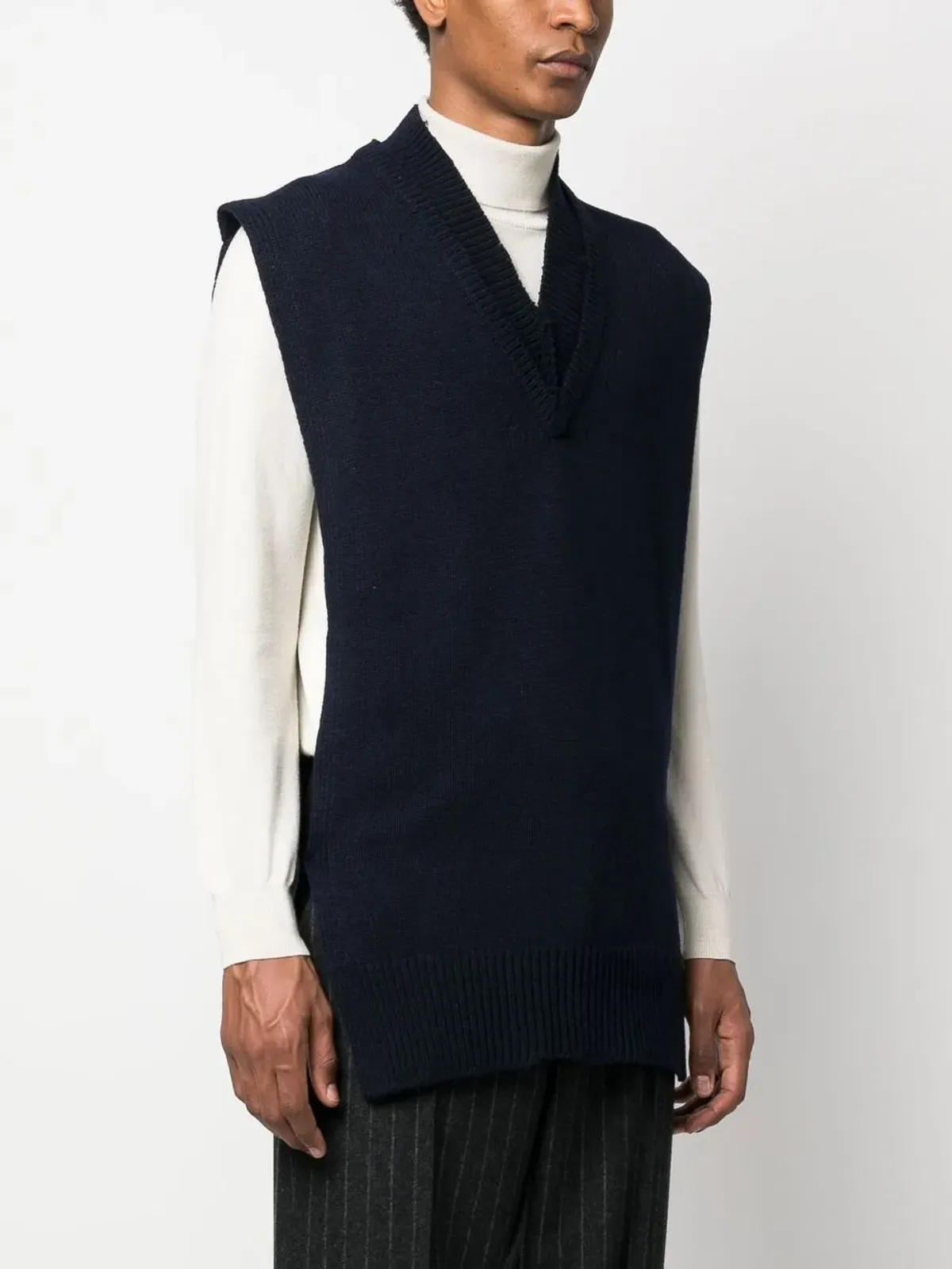 Maison Margiela Vネック レイヤードベスト（ブルー） - 画像3