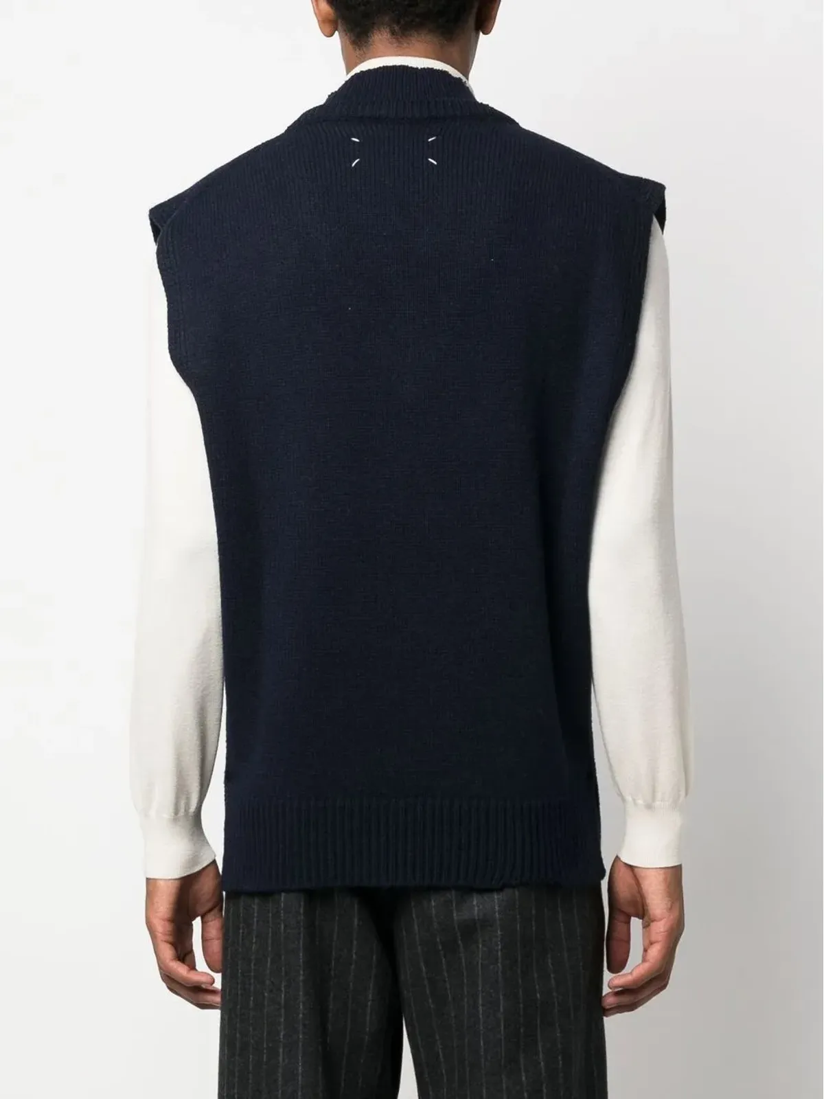 Maison Margiela Vネック レイヤードベスト（ブルー） - 画像4