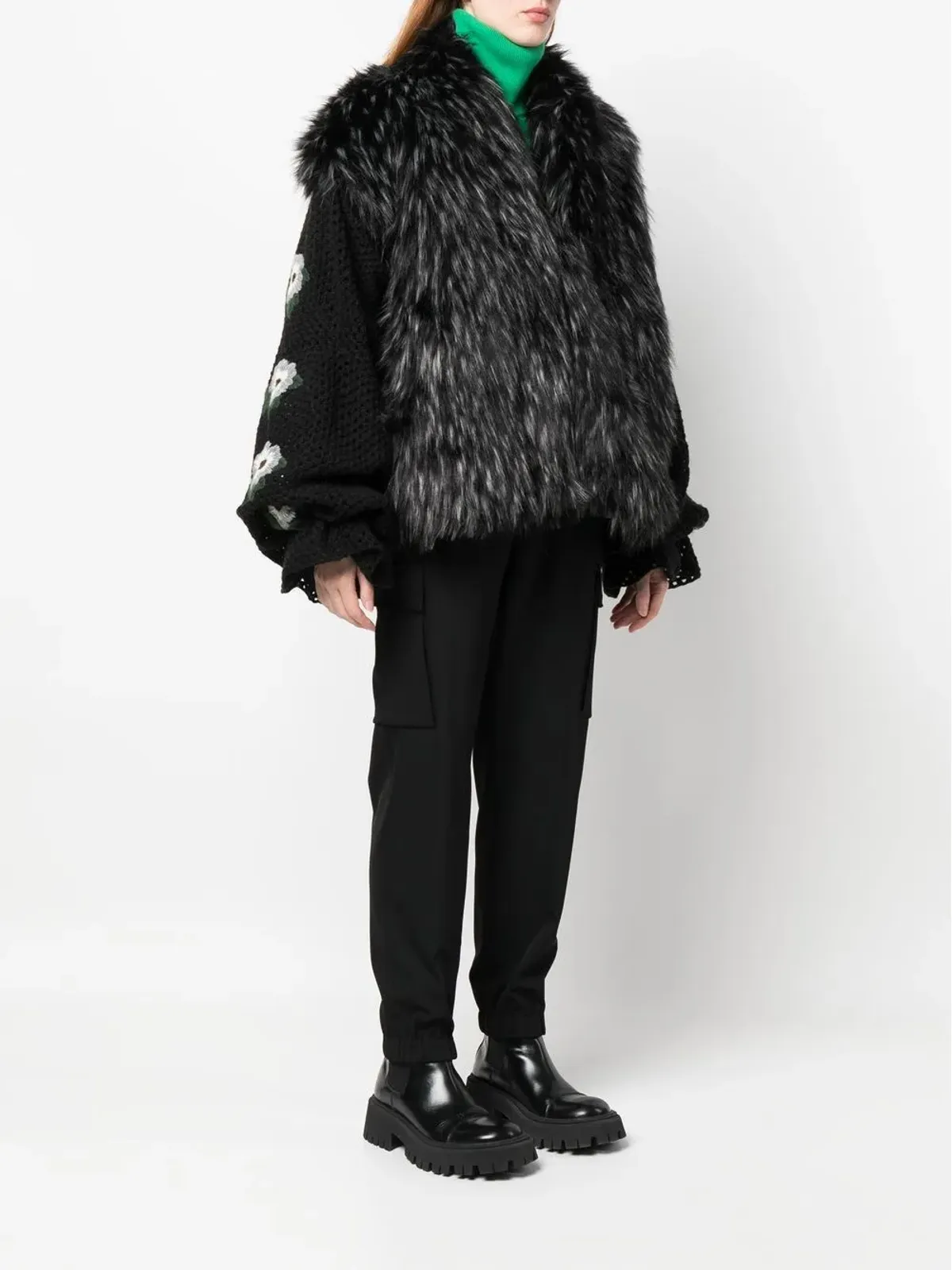 tu lizé oversized faux fur jacket - Black - 画像3