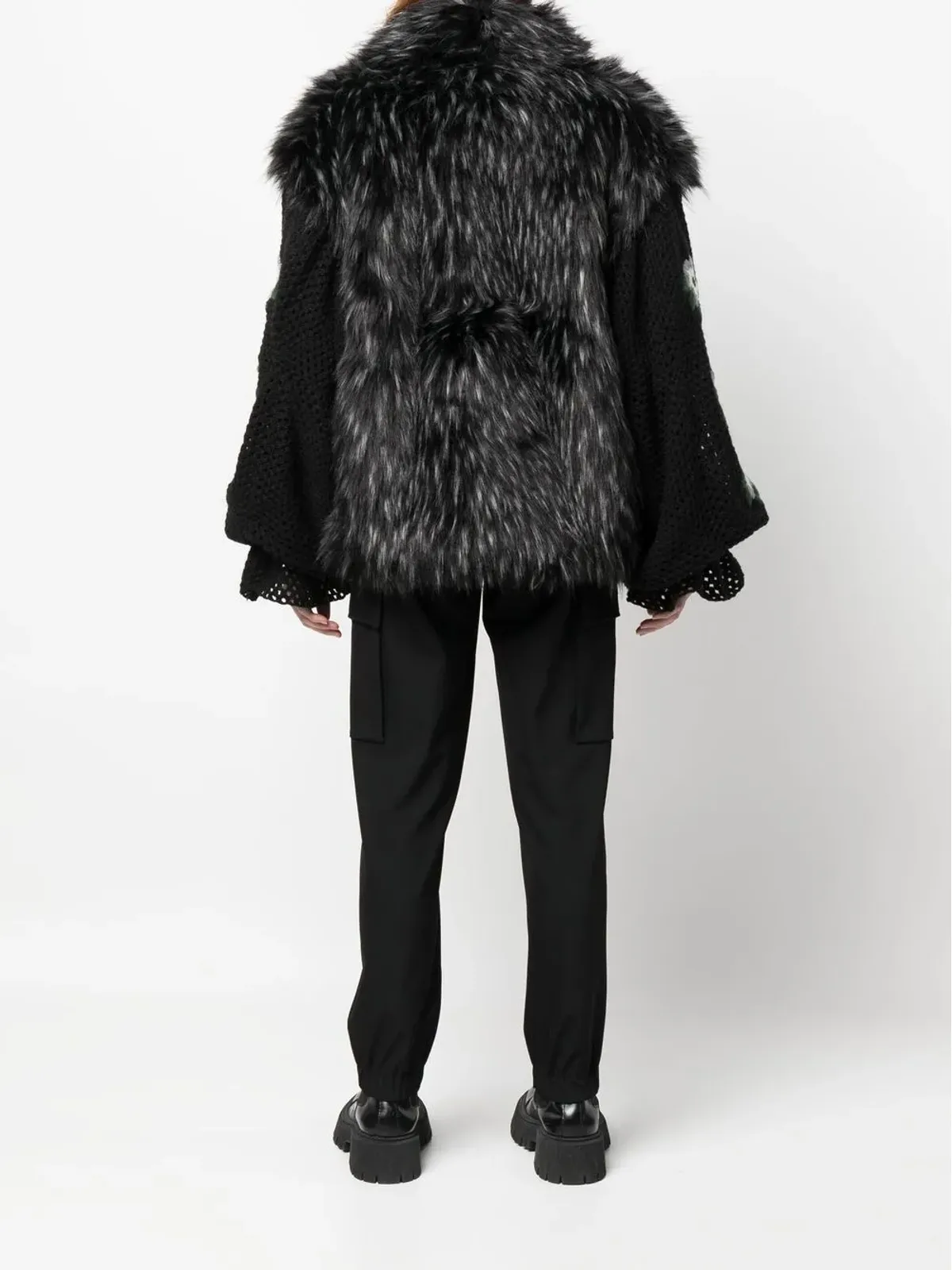tu lizé oversized faux fur jacket - Black - 画像4