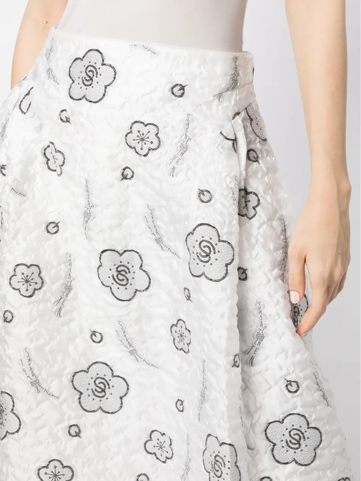 SHIATZY CHEN quilted A-line jacquard skirt - White - 画像5