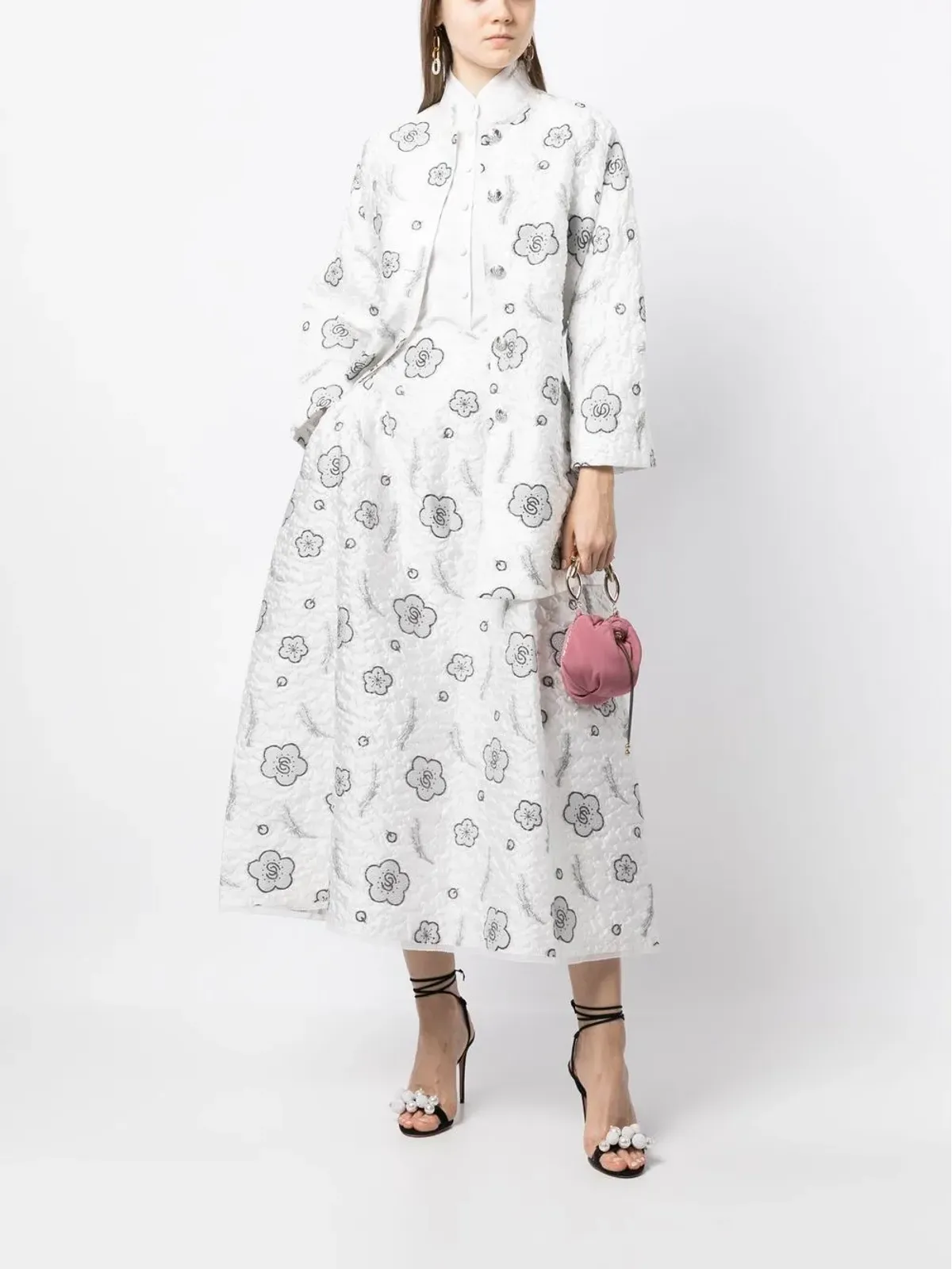 SHIATZY CHEN quilted A-line jacquard skirt - White - 画像2