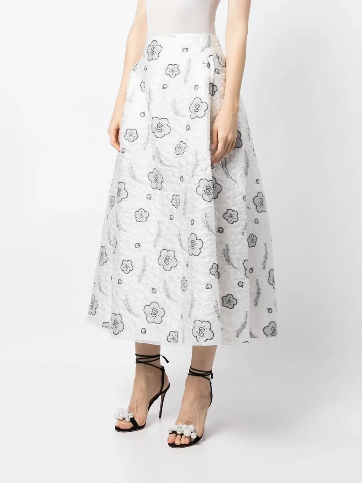 SHIATZY CHEN quilted A-line jacquard skirt - White - 画像3