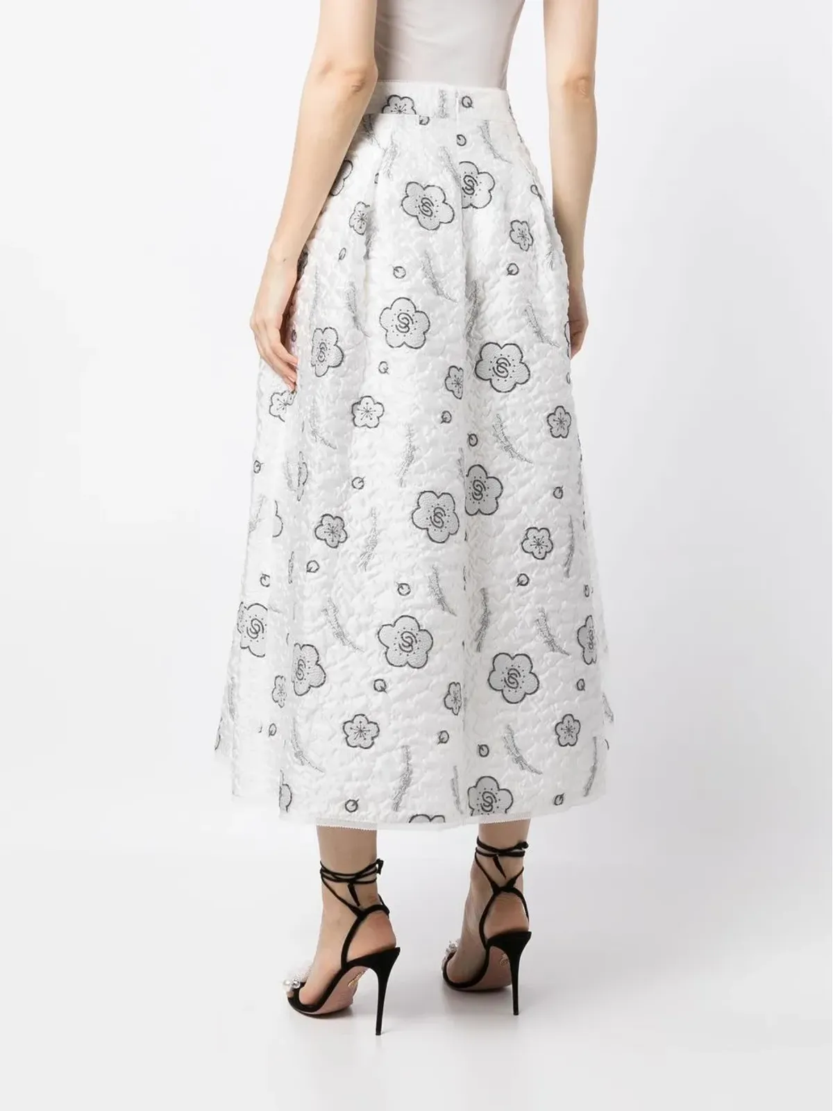 SHIATZY CHEN quilted A-line jacquard skirt - White - 画像4