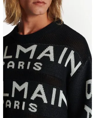 Balmain ロゴ入りインターシャ編みニットセーター ブラック - サムネイル5