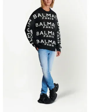 Balmain ロゴ入りインターシャ編みニットセーター ブラック - サムネイル2