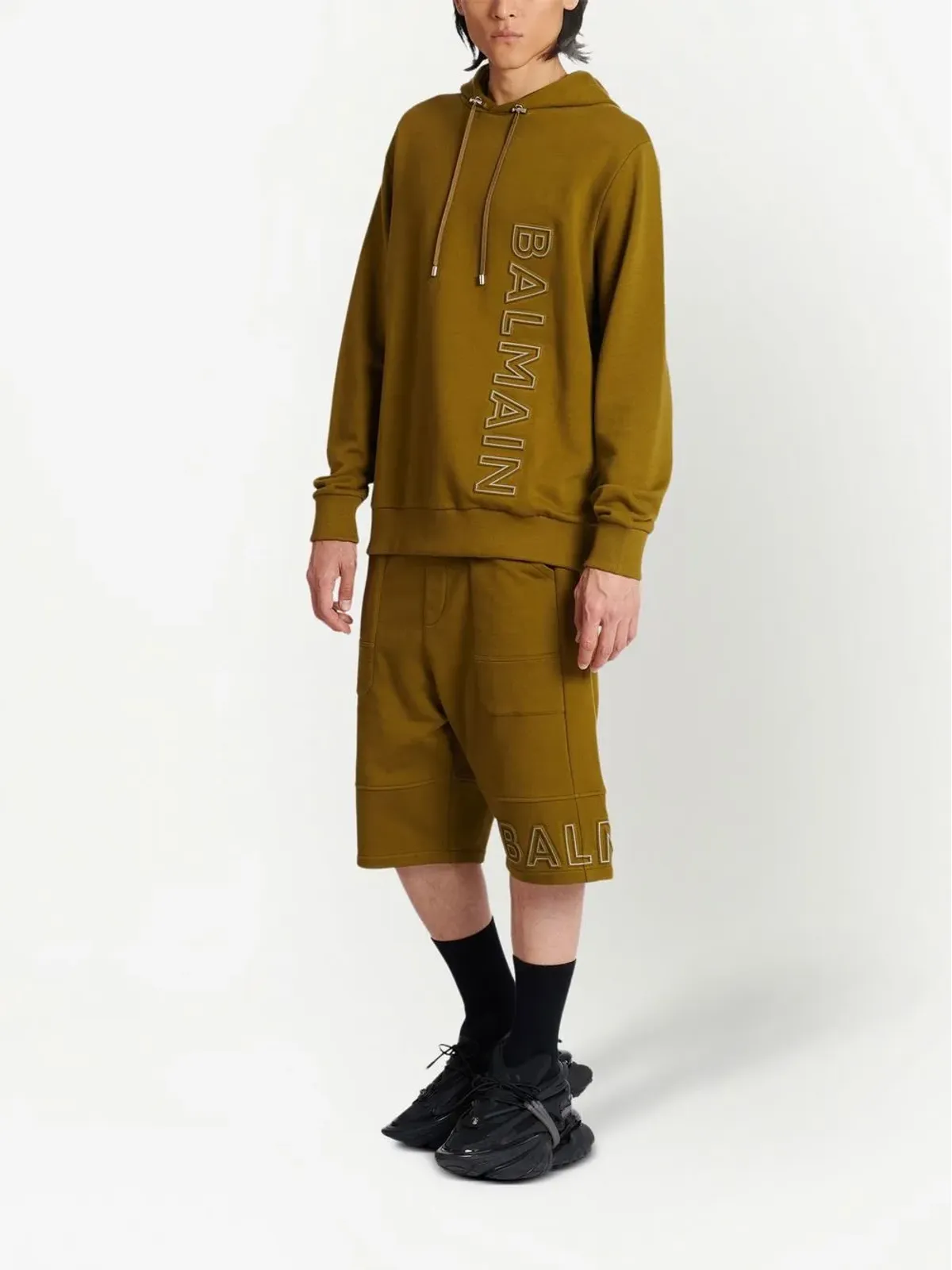 Balmain ロゴエンボス オーガニックコットン フーディ - グリーン - 画像2