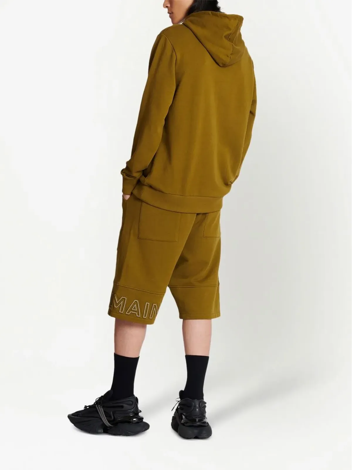 Balmain ロゴエンボス オーガニックコットン フーディ - グリーン - 画像3