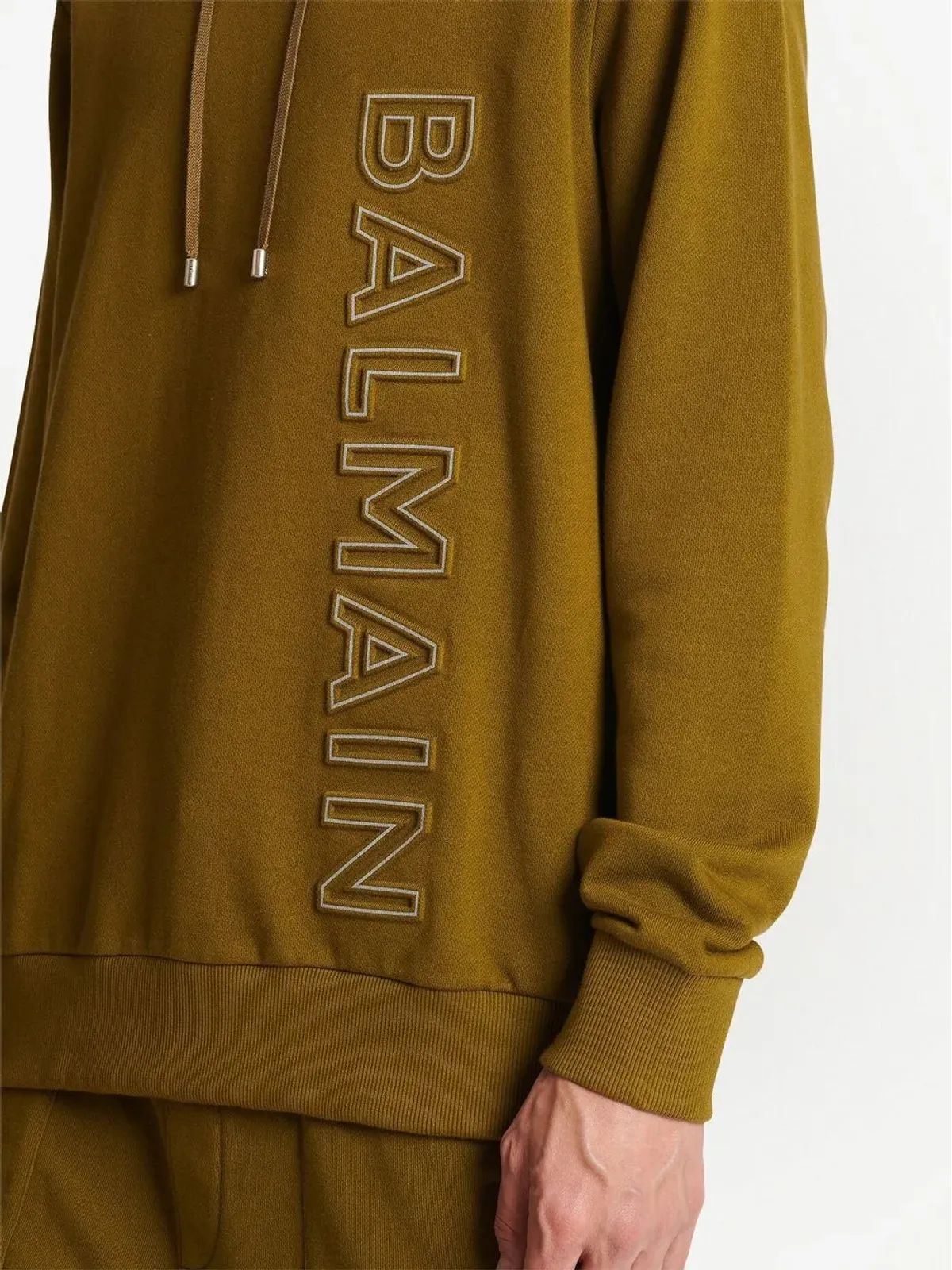 Balmain ロゴエンボス オーガニックコットン フーディ - グリーン - 画像4