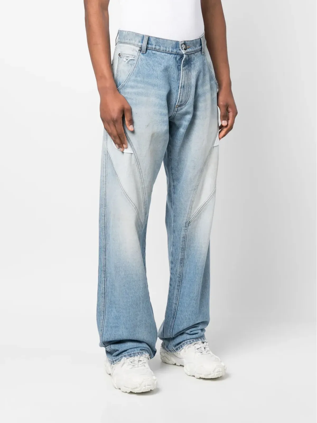 Balmain エクスポーズドポケット コットンデニムジーンズ - 画像3