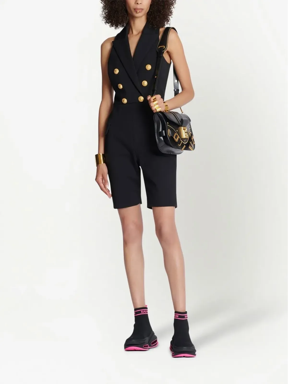 Balmain ピークラペル・ダブルブレスト・ロンパース - 画像2