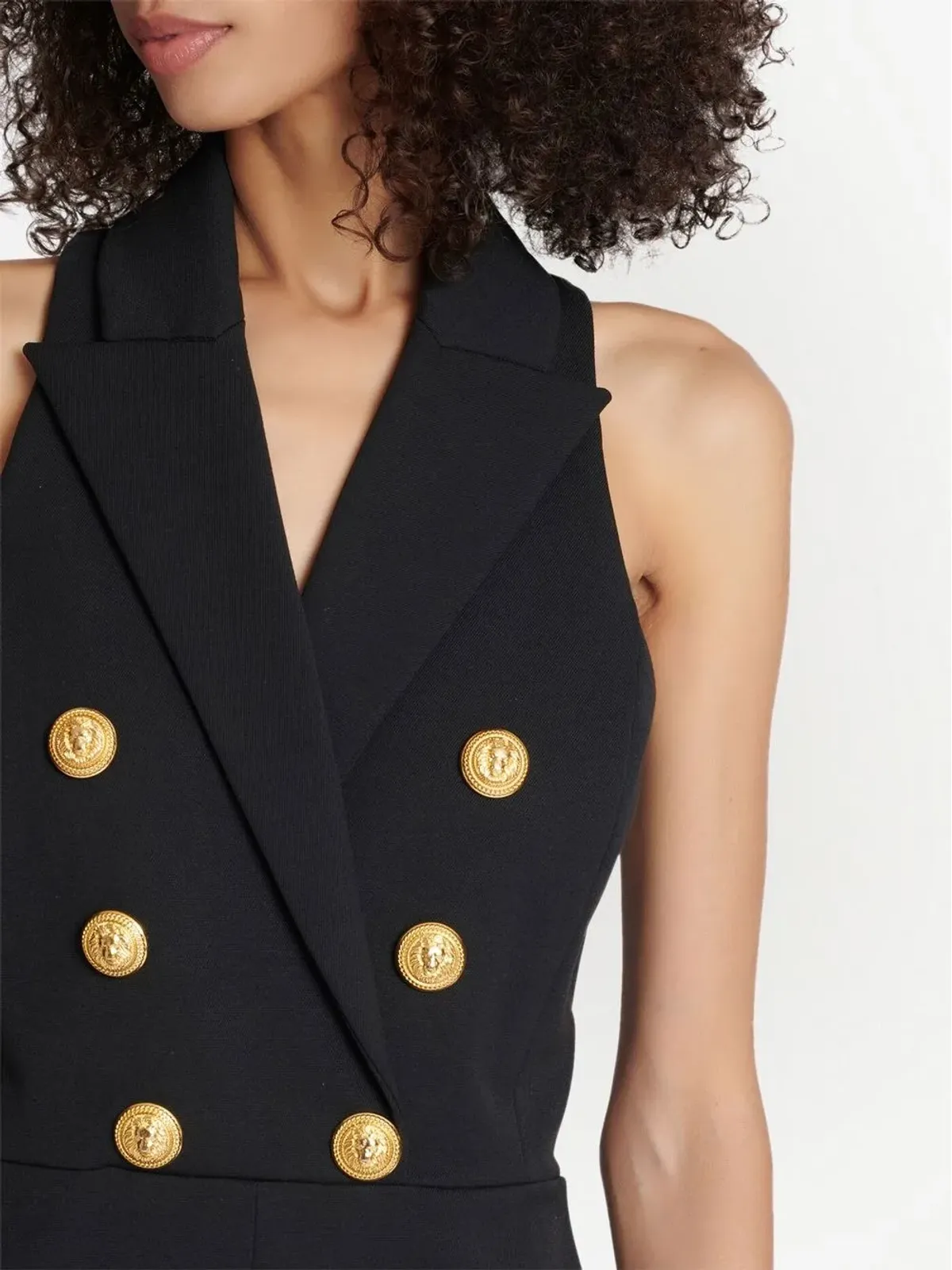 Balmain ピークラペル・ダブルブレスト・ロンパース - 画像4