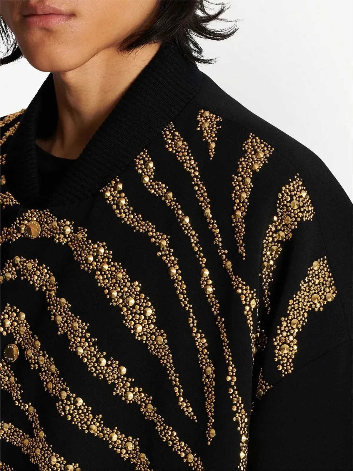 Balmain メタリックゼブラ柄ジャケット（ブラック） - 画像5