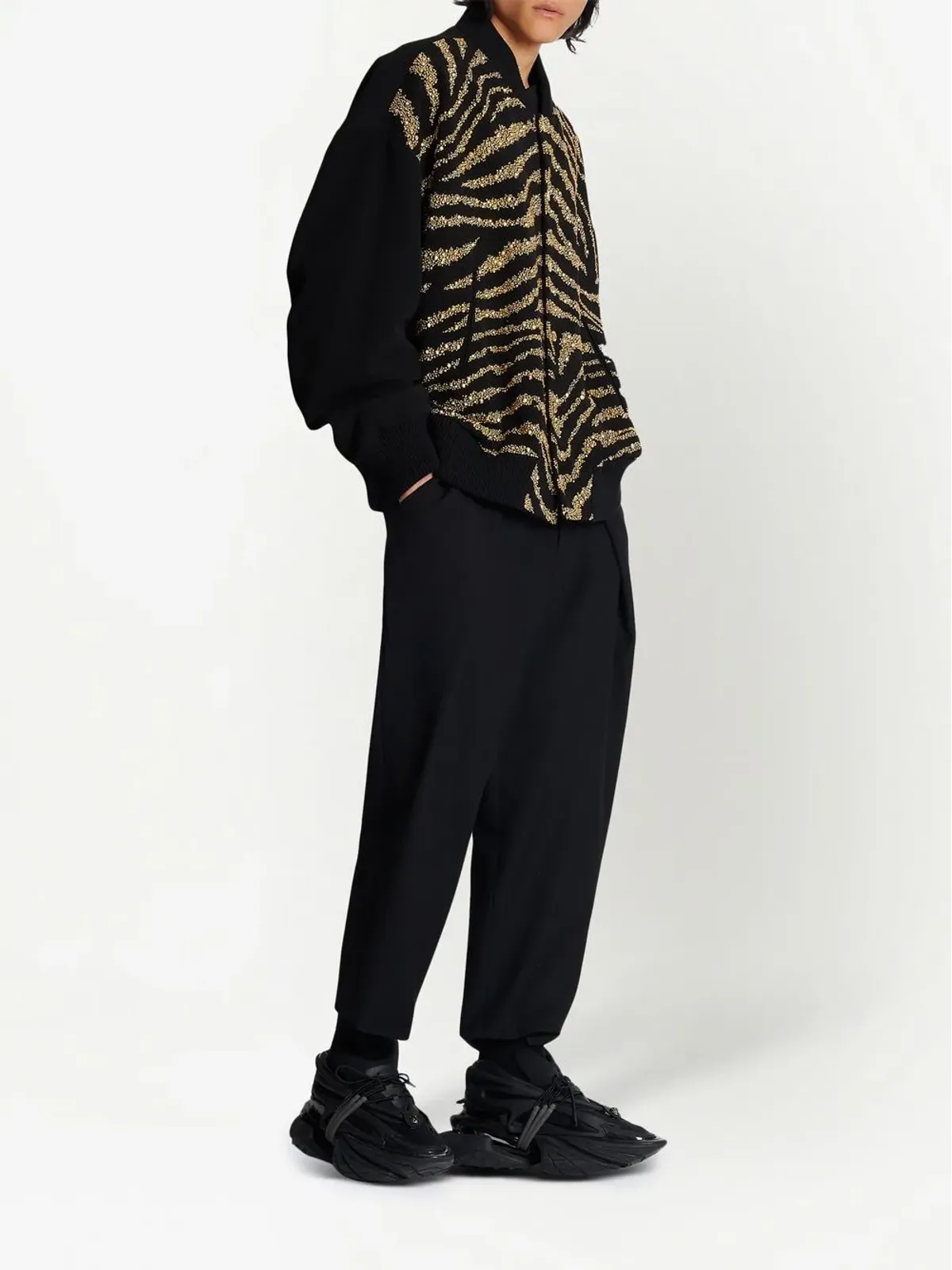 Balmain メタリックゼブラ柄ジャケット（ブラック） - 画像2
