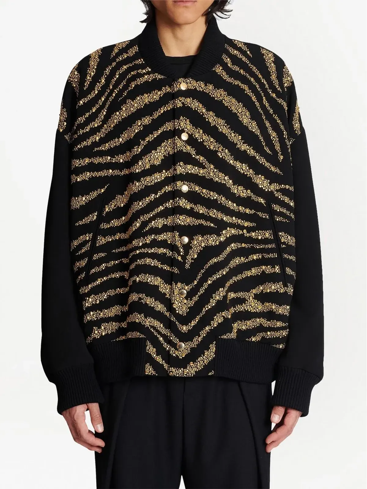 Balmain メタリックゼブラ柄ジャケット（ブラック） - 画像3