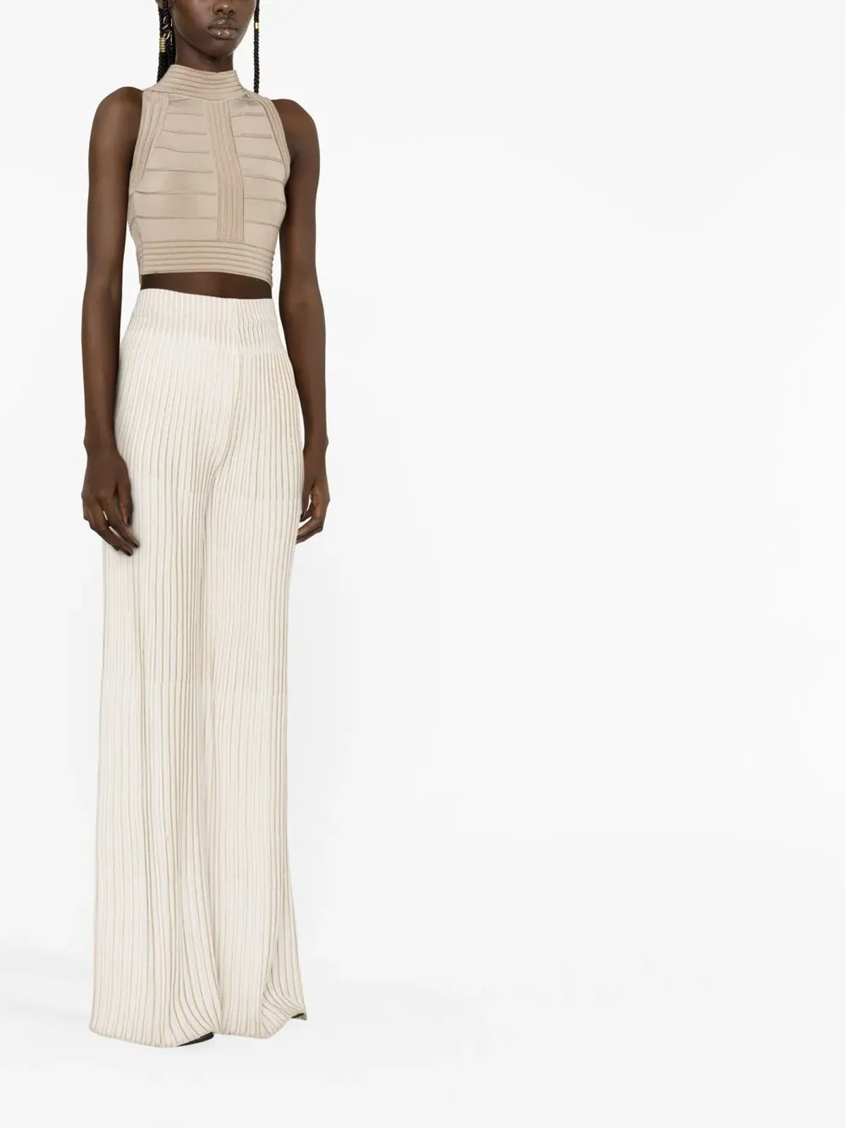 Balmain seam detailed crop top - Neutrals - 画像3