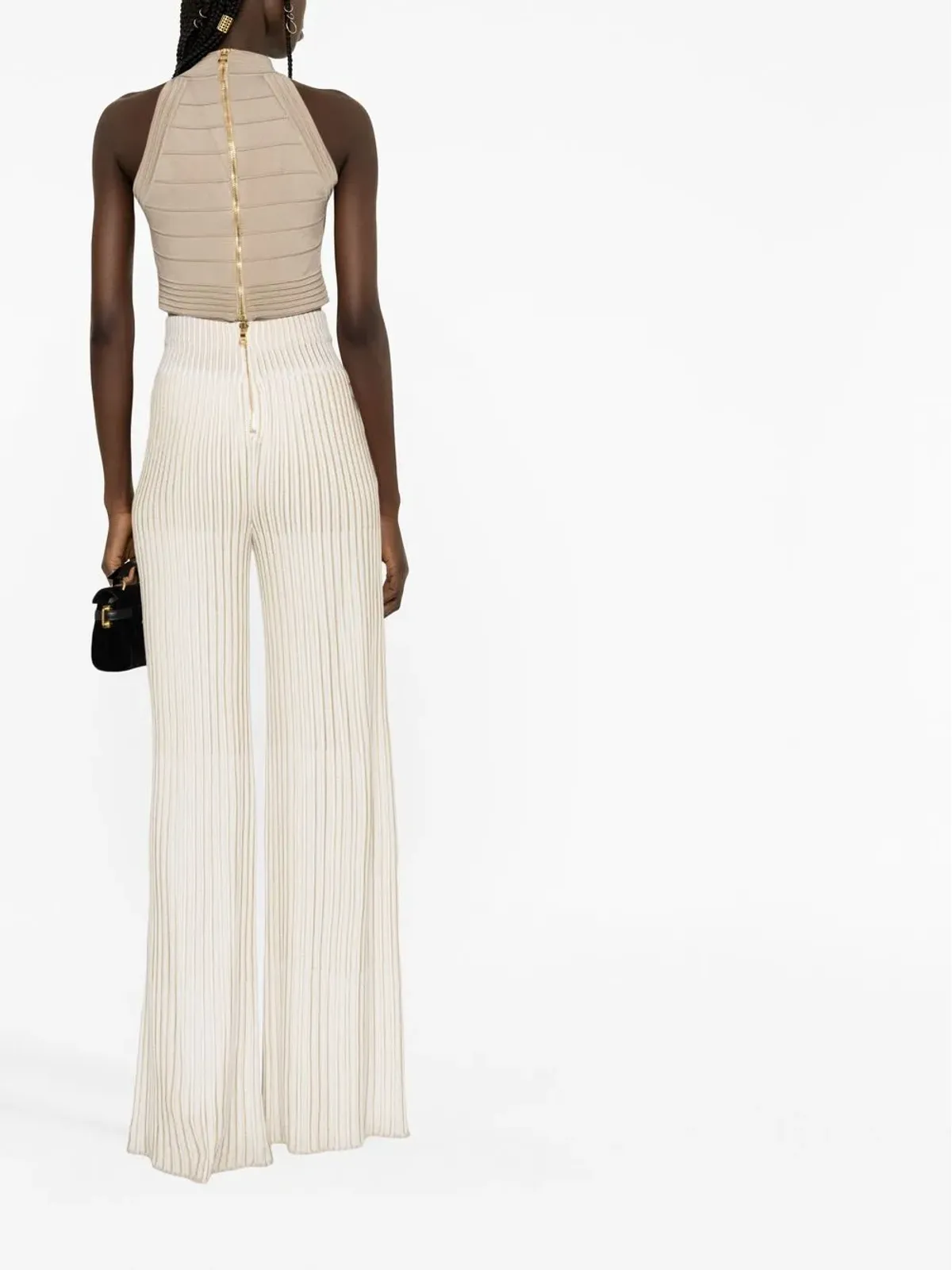 Balmain seam detailed crop top - Neutrals - 画像4