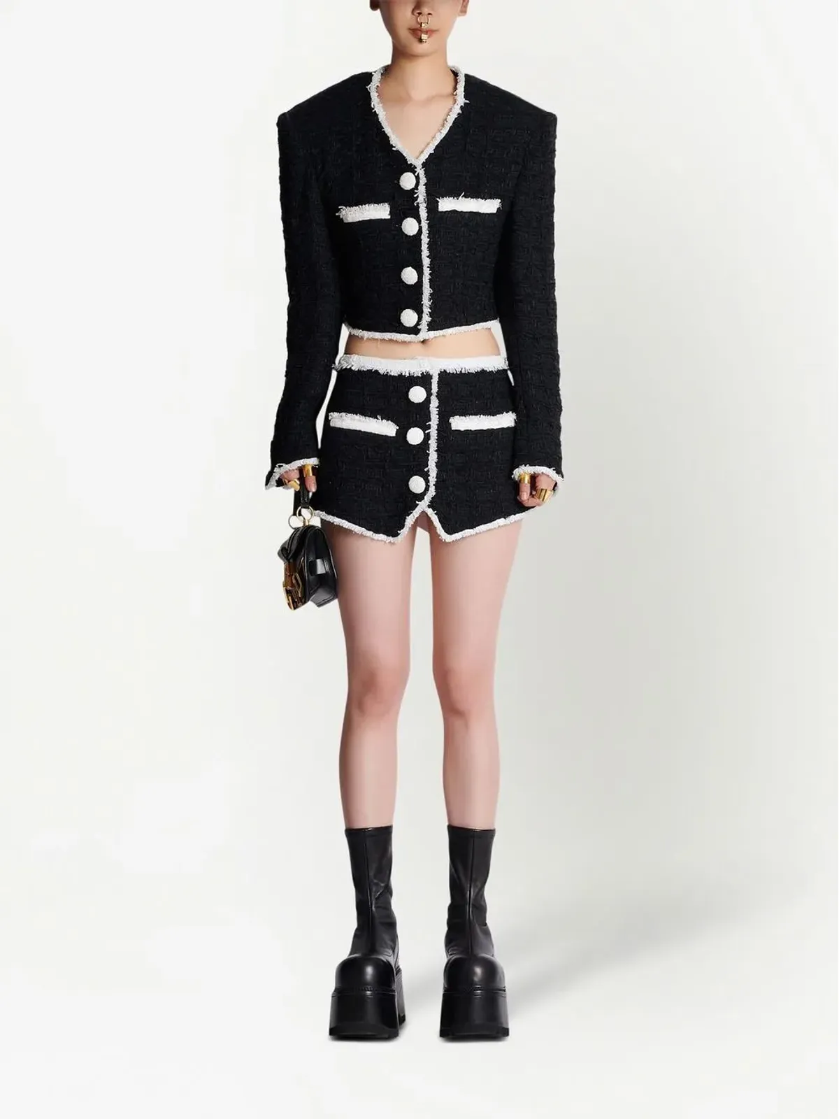 Balmain ツイードミニスカート - ブラック - 画像2