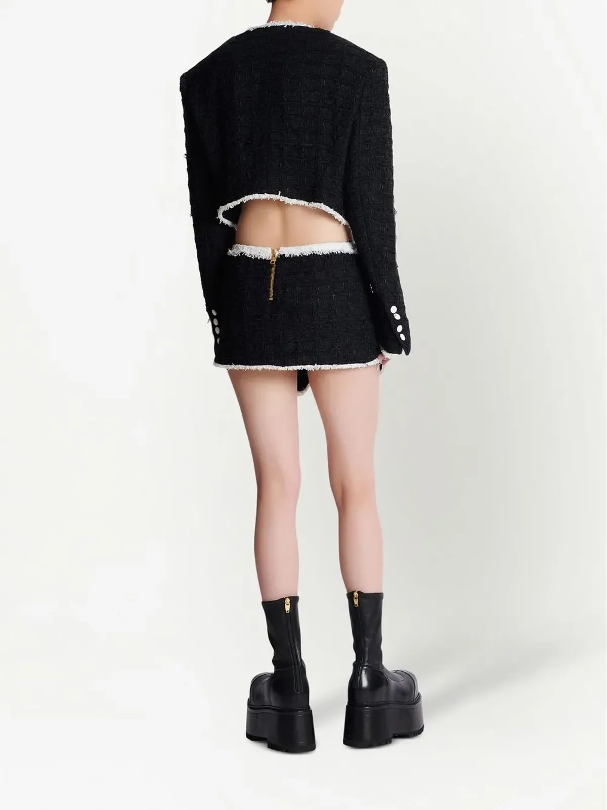 Balmain ツイードミニスカート - ブラック - 画像4
