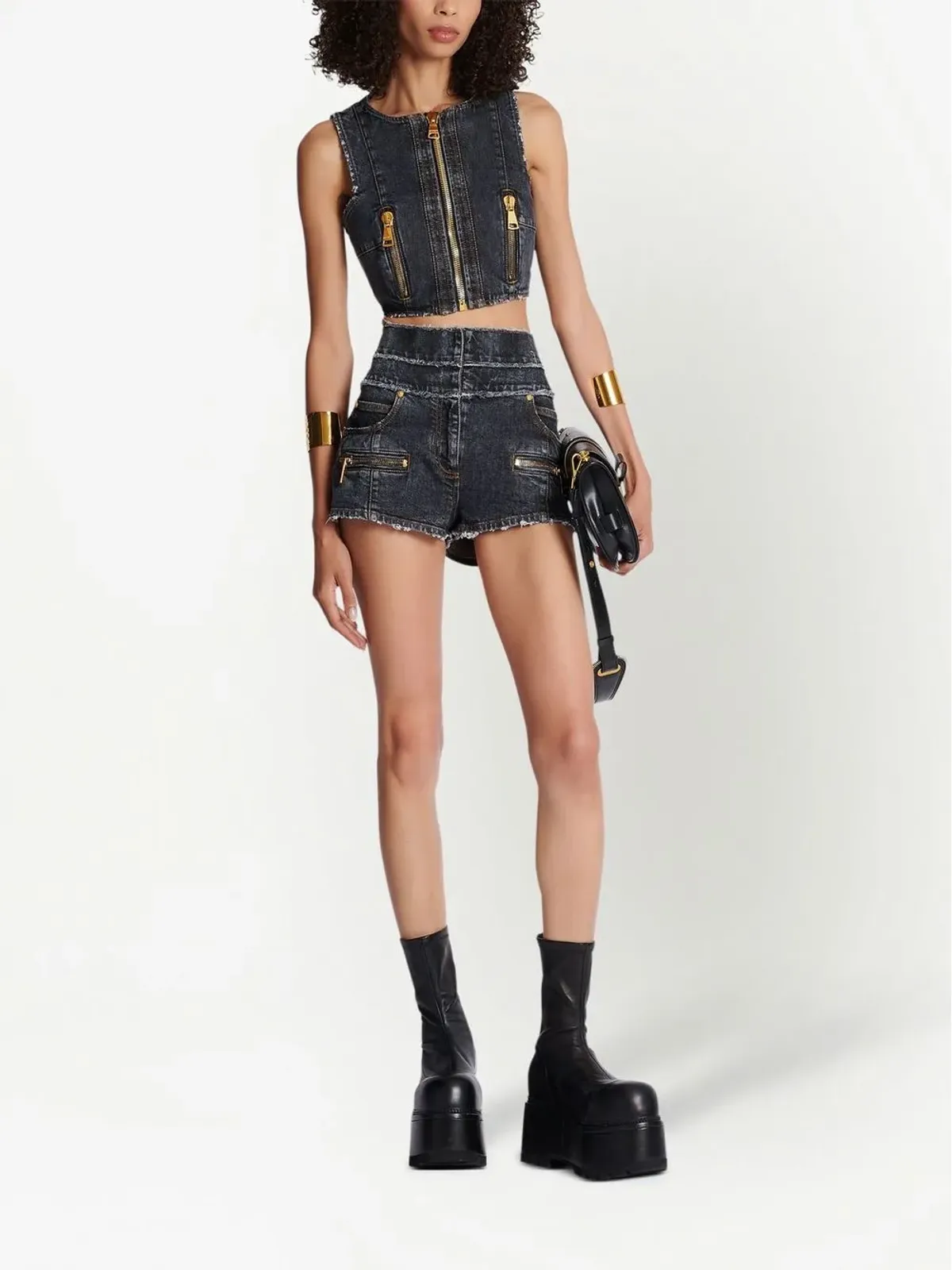 Balmain マルチポケットデニムショーツ ブルー - 画像2