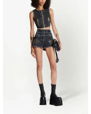 Balmain マルチポケットデニムショーツ ブルー - サムネイル2
